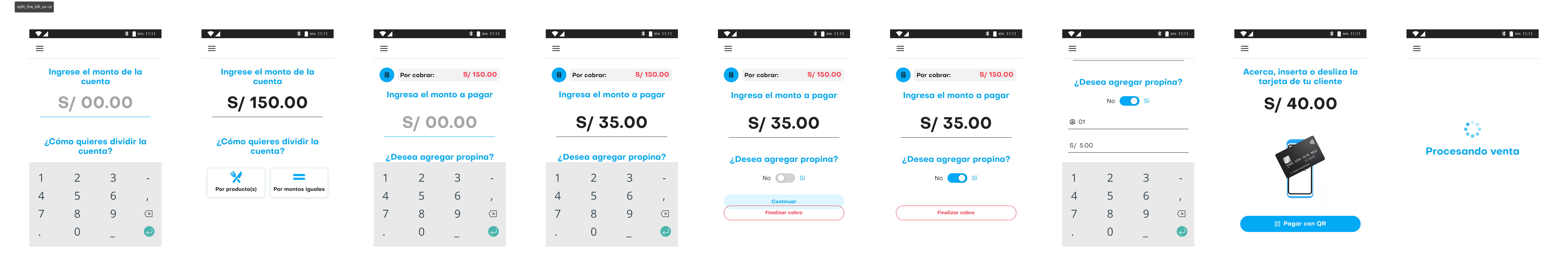 Flujos propuestos para Split the Bill
